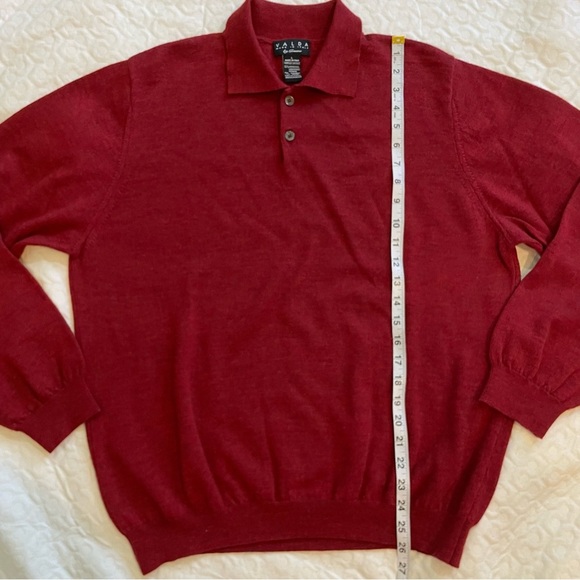 Valda by Toscano Sweater Men’s 100% Merino Wool Collared Red Large Italian Cozy - Picture 7 of 7
